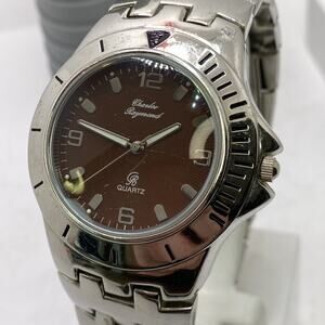 Charles Raymond Mens Silver Tone Brown Dial Fashion Watch New Battery